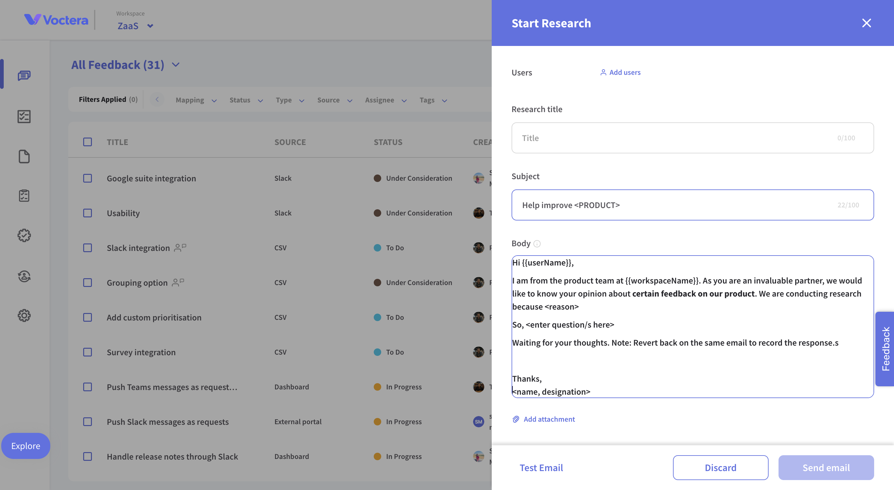 Email the fatures request