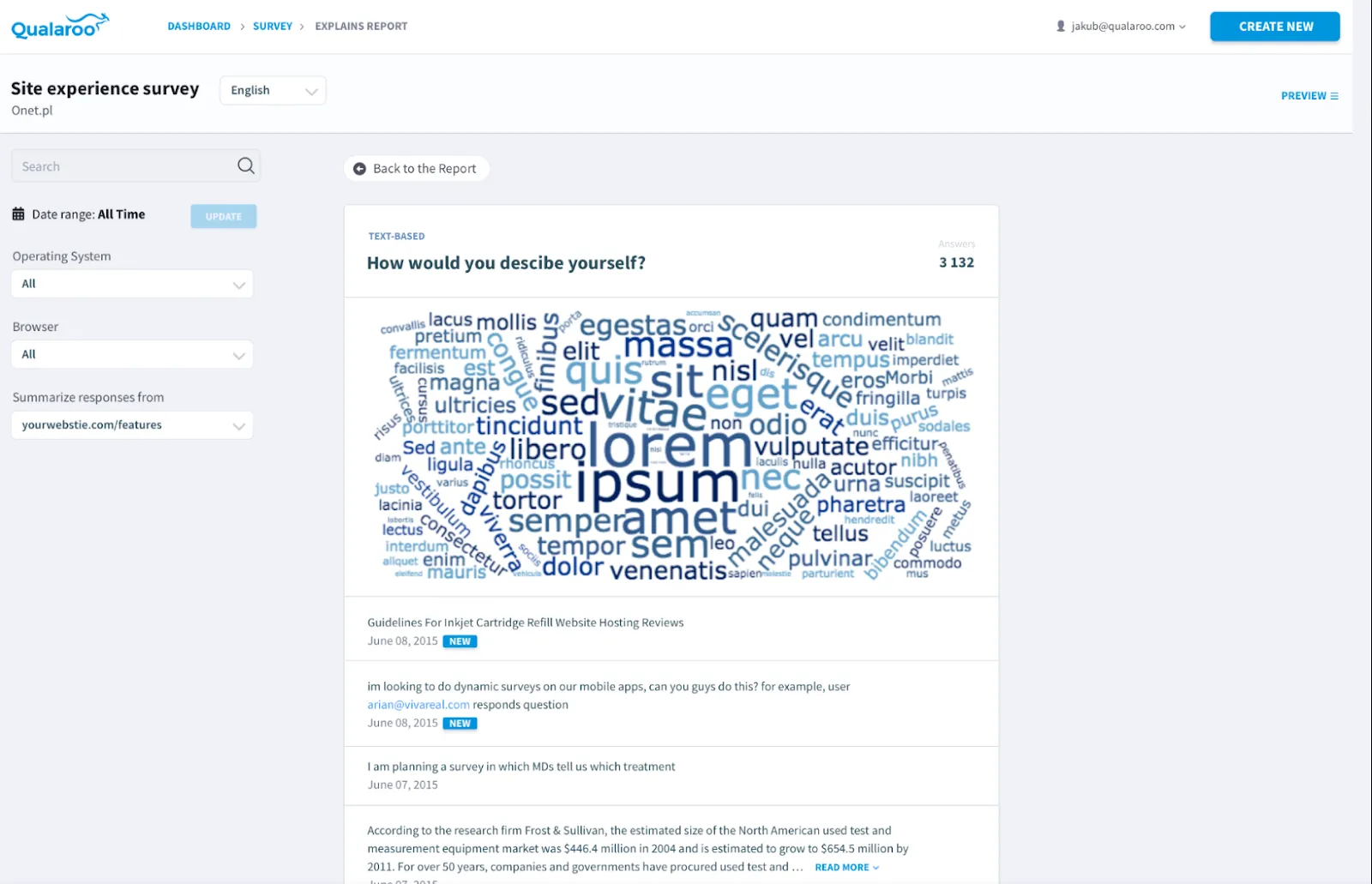 Qualaroo site experience survey report