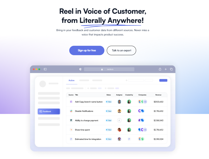 Voice of Customer product management tool