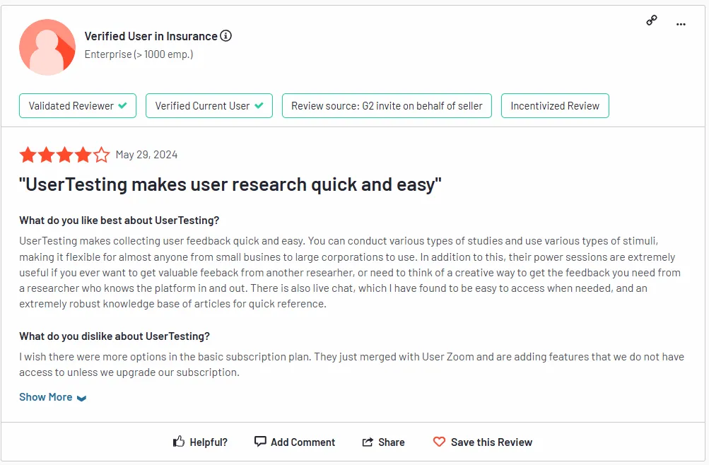 Customer review of usertesting